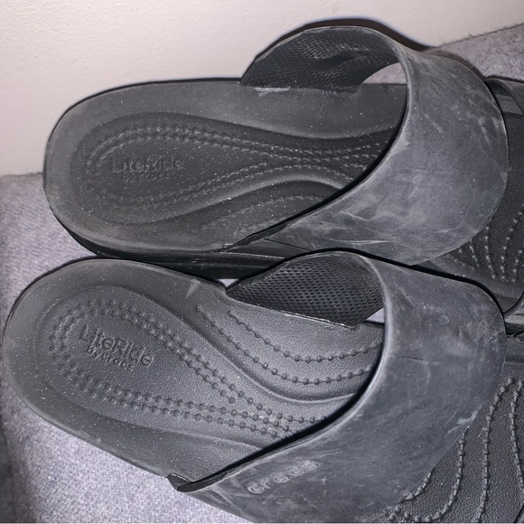 Croc Black Platform Sandals 9 - Picture 8 of 9